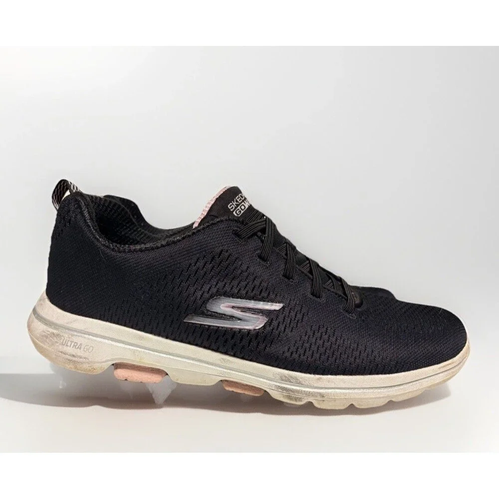 Skechers Black/Light Pink Go Walk 5 Lake Views Womens Lace Up Size 9